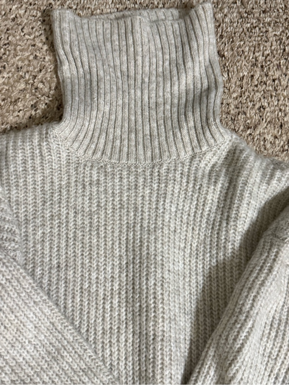 Nine West Cream Ribbed Turtleneck Sweater